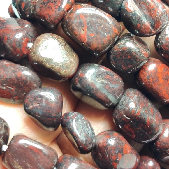 Brecciated Jasper stretch bracelet 12-15mm tumbled stones with felt pouch-NB27 - Picture 4 of 7